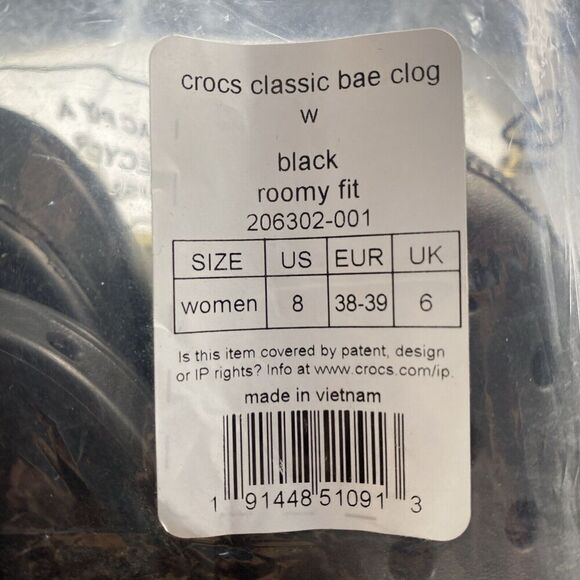 Crocs Classic Platform Bae Clog Black Women’s 8 Euro 38-39 Roomy Fit  New In Bag - Picture 3 of 10